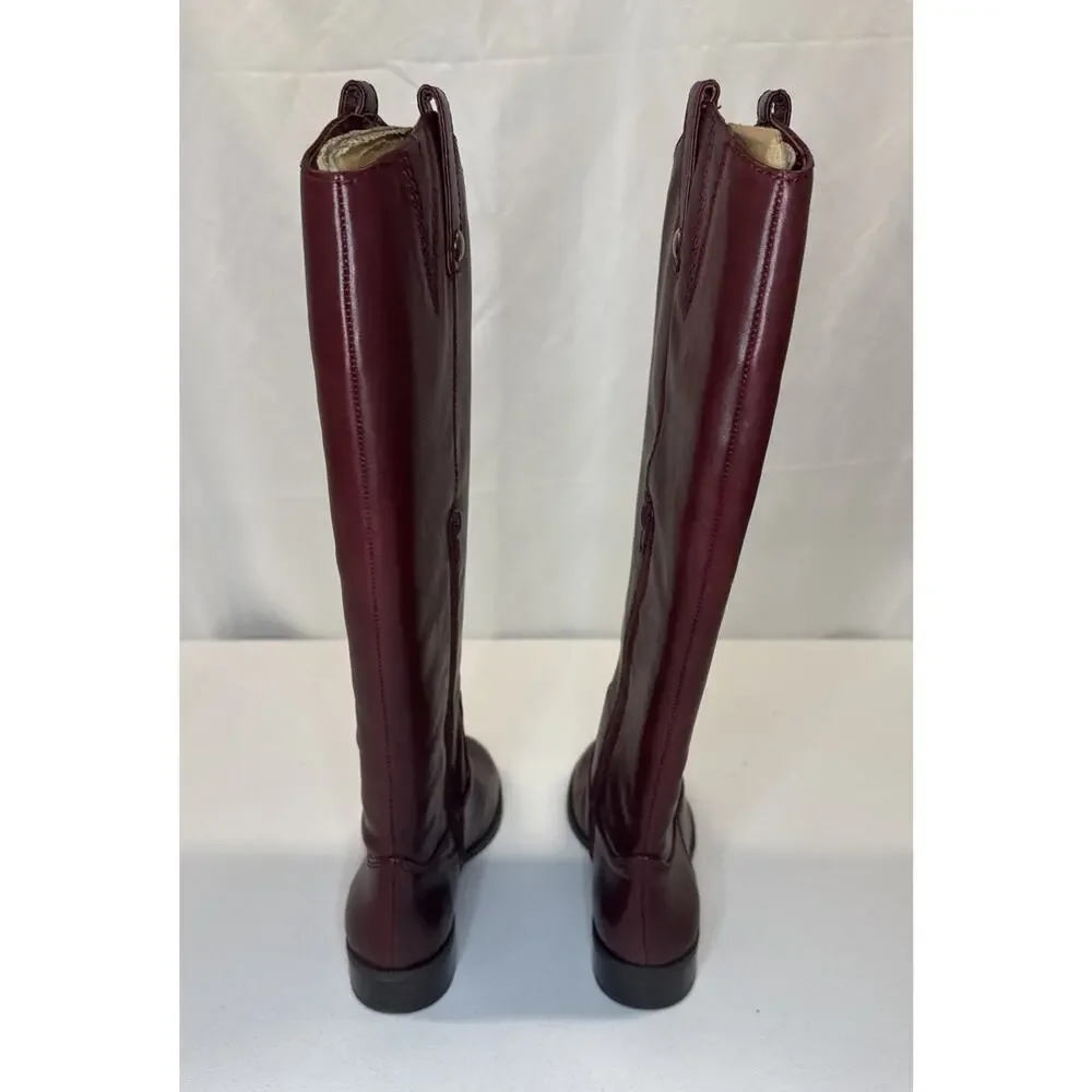 INC International Concepts Women’s Knee High Boots Fawn Leather Merlot, Size 5.5